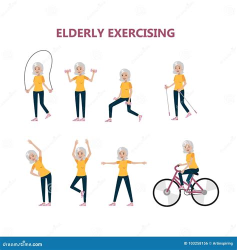 Exercise For Elderly Stock Vector Illustration Of Cartoon 103258156
