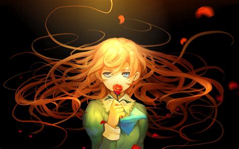 Anime Girl Holding A Rose