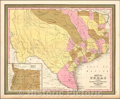 Historic Map Map Of Texas From The Most Recent Authorities 1850