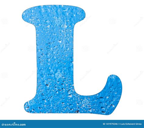 La Letra L Agua Azul Cae El Fondo Blanco Stock De Ilustración