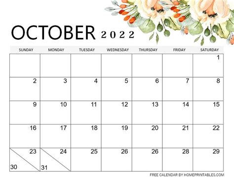 Printable October 2022 Calendar For Free Download