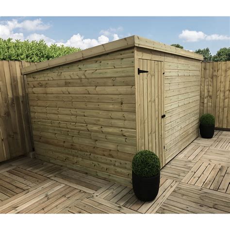10 X 8 Windowless Pressure Treated Tongue And Groove Pent Shed With