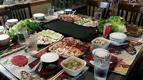 Korean Bbq Table Setting Korean Bbq At Home Korean Food Home Cooking