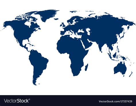 Blue World Map On White Royalty Free Vector Image