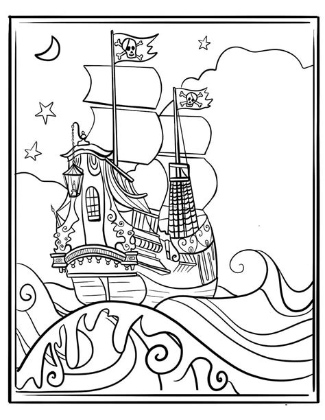 O Navio Pirata é para Adultos para colorir imprimir e desenhar