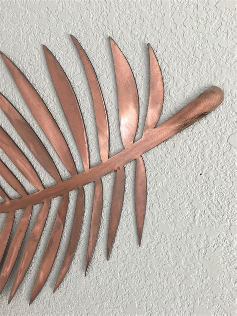 Palm Leaf Metal Plam Copper Metal Art Home Decor Etsy