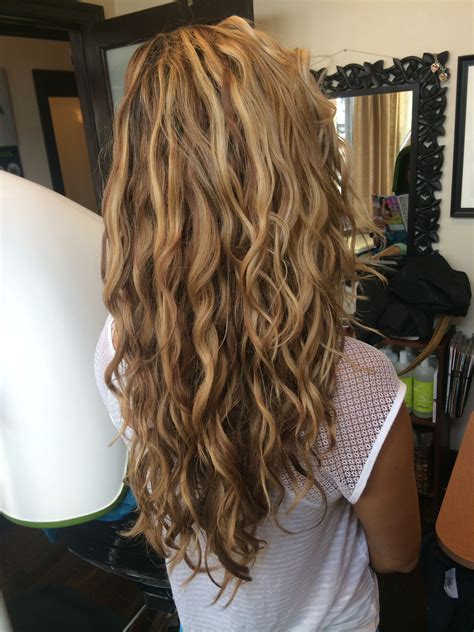 My Work Goldwell Hair Color Natural Wavy Curls Long Hair Highlights