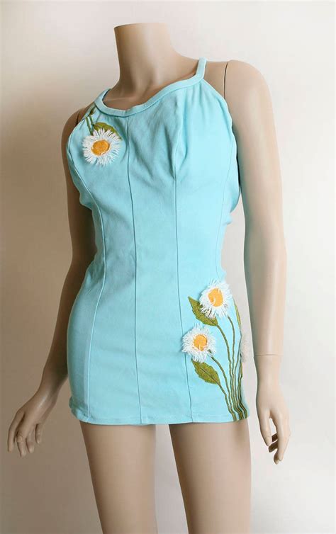 Vintage 1960s Bathing Suit Deweese Design Daisy Applique Etsy