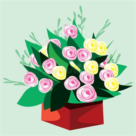 A Bouquet Of Rose Flowers Vector Illustration Decorative Design Stock