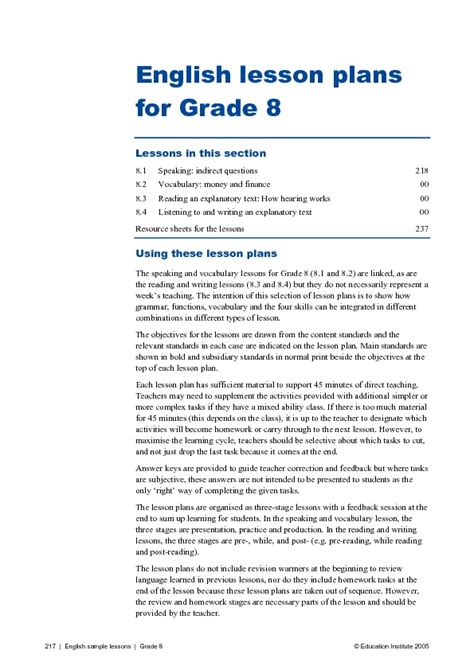 Lesson Plan In English Grade 8 Traditions Lesson Plan