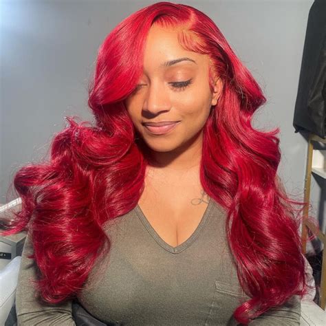 Red Lace Front Wig Body Wave Virgin Human Hair Wigs Tinashehair