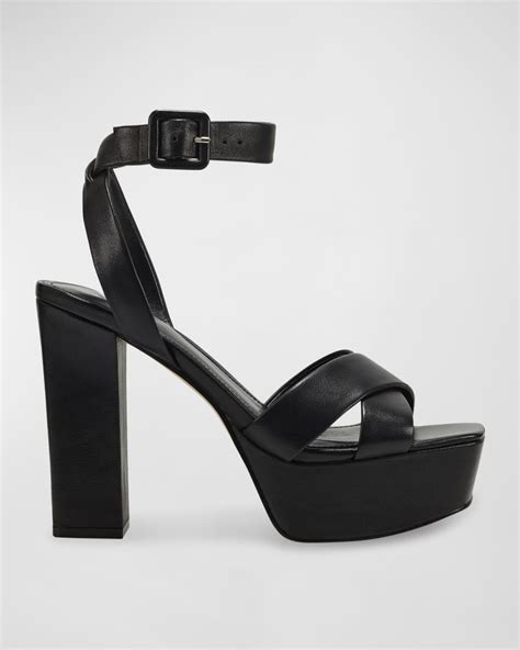 Marc Fisher LTD Faril Metallic Ankle Strap Platform Sandals Neiman Marcus
