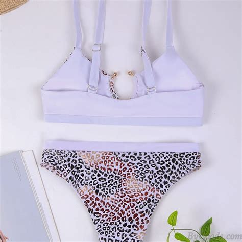 Sexy Irregular Leopard U Ring Snakeskin Pattern Women Summer Swimsuit