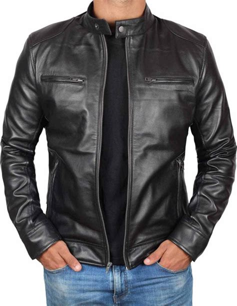 Mens Black Lambskin Leather Jacket Angel Jackets In Australia