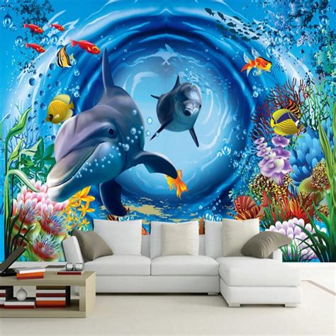 Beibehang Custom Mural Wall Paper For Living Room Bedroom Underwater