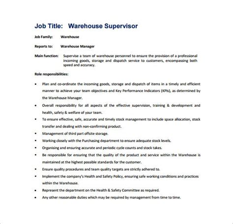 A supervisor is also responsible for coaching. 11+ Supervisor Job Description Templates - Google Docs ...