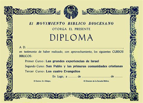 Certificados Y Diplomas Movimiento Bíblico Lugo
