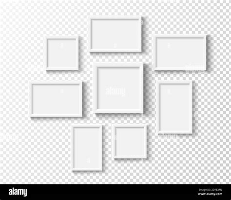 Photo Frames On Wall White Picture Frame Set Vector Empty Realistic