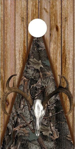 Wood Oak Camouflage Deer Buck Skull Cornhole Board Wrap Rapid Grafiks