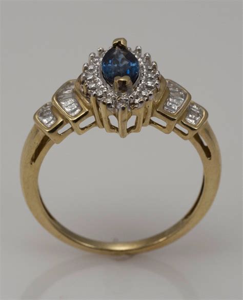 14k Yellow Gold Sapphire And Diamond Ring Size 7 Ebay