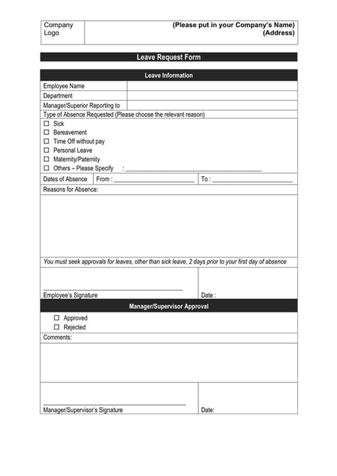 As you want to professional design, this template. Leave Form Sample - download free documents for PDF, Word ...
