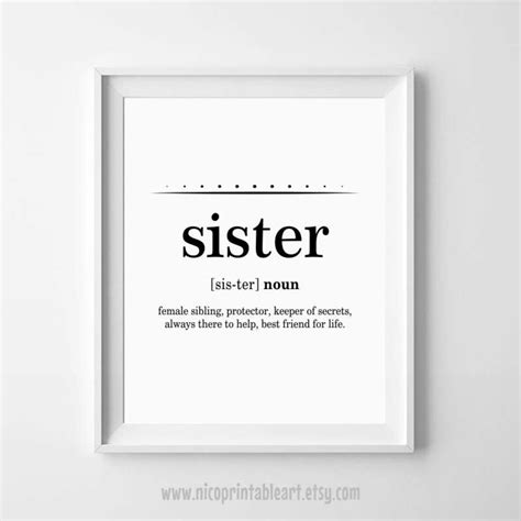 Sister T Ideas Sister Definition Sisters Wall Art Sister Etsy