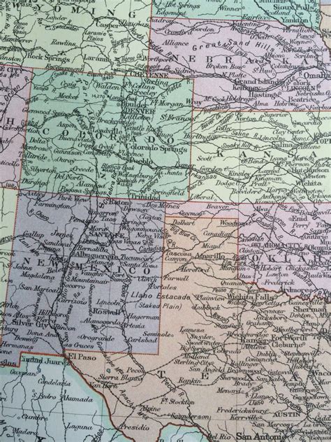 1920 United States West Original Vintage Map 12 X 145 Etsy
