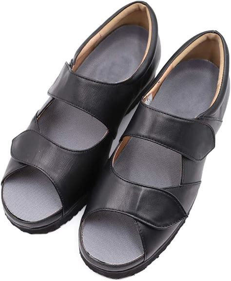 Womens Extra Wide Shoes Leather Sandals Adjustable Footwear Open Toe