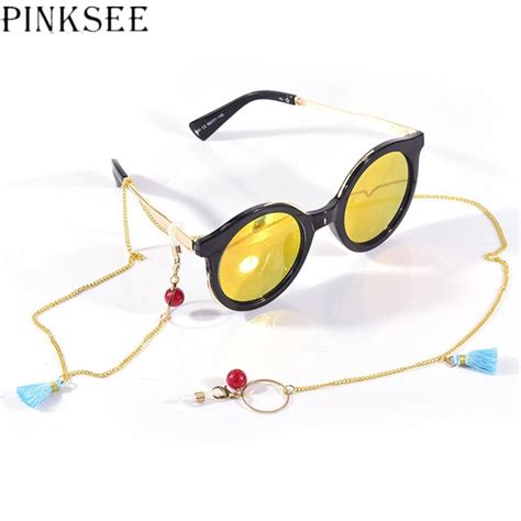 pinksee tassel eyeglasses chain for women retro reading glasses lanyard cords hold straps