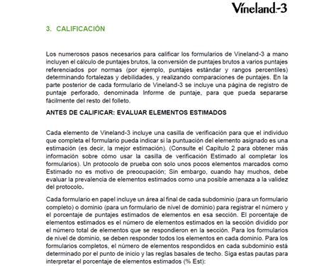 Vineland 3 corrección con Software VINELAND 3 ESCALAS DE