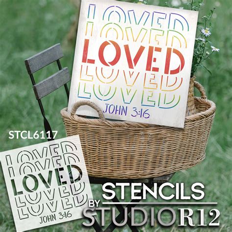 Loved John 3 16 Stencil By Studior12 Craft Diy Inspirational Home