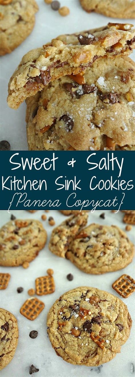 Stuff these treats with pretzels, toffee bits and chocolate (seriously, so much chocolate). Sweet & Salty Kitchen Sink Cookies {Panera Copycat ...