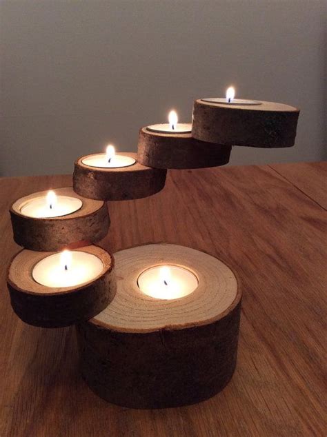 Handcrafted Spiral Multi Tea Light Holder Wood Decor Tea Lights
