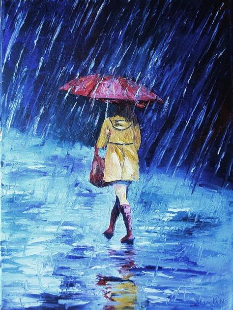 Women In The Rain Painting Women In The Rain Fine Art Print Rain