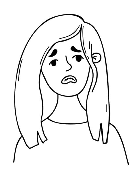 Premium Vector Portrait Of Sad Depressed Girl Female Character In