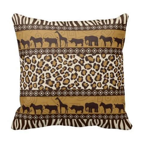 African Animals And Leopard Wraparound Print Pillows