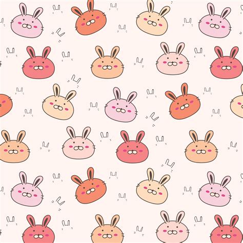 Cute Bunny Vector Pattern Background Funny Doodle Handmade Vector