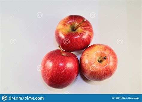 Three Fresh Delicious Gala Apples On White Stock Photo Image Of