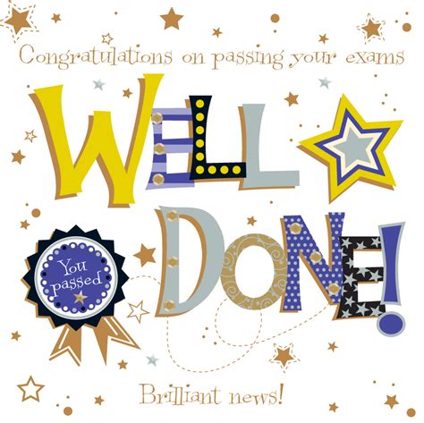 Well Done Passing Exams Embellished Greeting Card By Talking Pictures