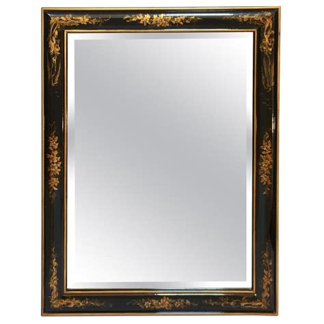 Chinoiserie Black And Gold Framed Rectangular Wall Mirror At 1stdibs