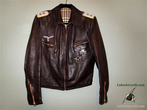 Authentic Luftwaffe Wwii Oberst Fighter Pilots Leather Jacket Iron