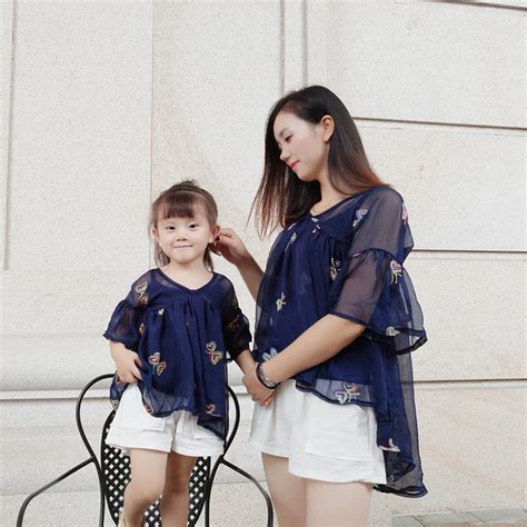 Famli Mother Daughter Matching Blouses Summer Family Mom Baby Matching Outfits Mommy Girl Casual