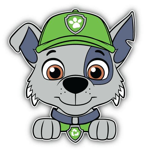 Paw Patrol De Dibujos Animados Rocky Cabeza Pegatina Parachoques