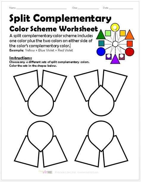 Split Complementary Color Scheme Worksheet Create Art With Me Color Scheme Worksheet Split