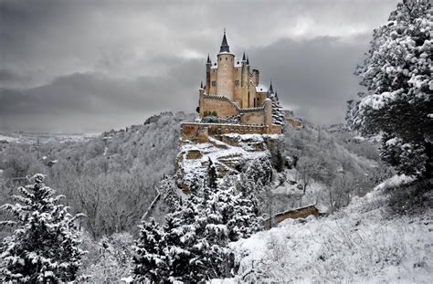 Mysterious Castle At The Top Of A Snowy Mountain Beautiful