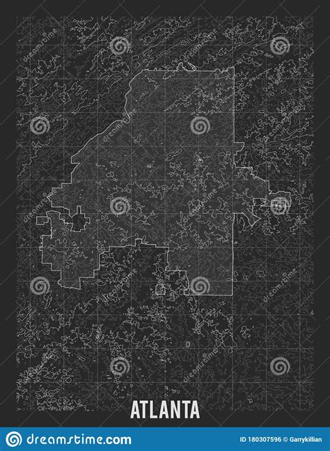 City Map Of Atlanta Vector Elevation Map Of Town Generated Conceptual