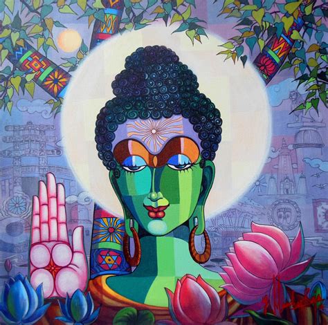 Lord Buddha Painting By Landscape Artist Gmanohar Raja Artmajeur