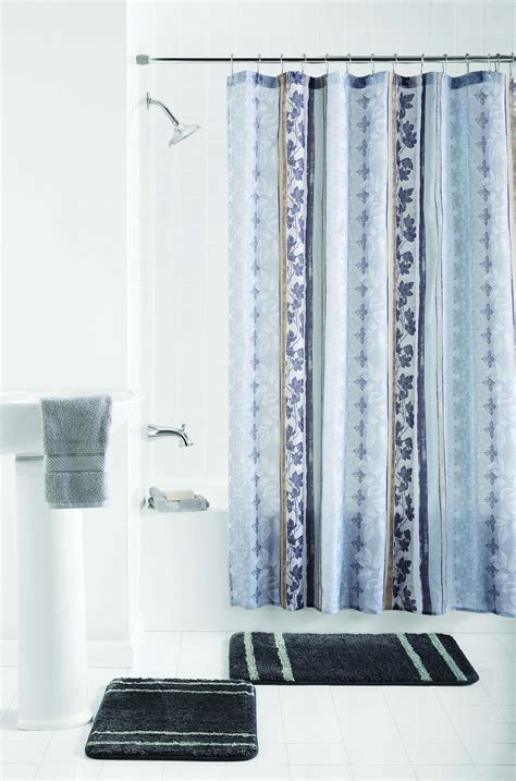 Mainstays Lamina Leaf 15 Piece Shower Curtain Bath Set