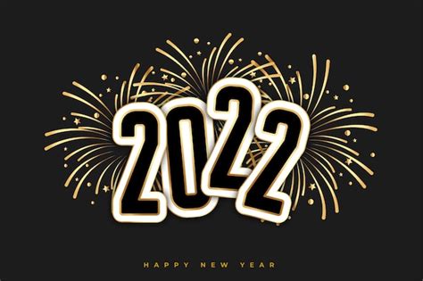Gouden Gelukkig Nieuwjaar 2022 Viering Vuurwerk Achtergrondontwerp