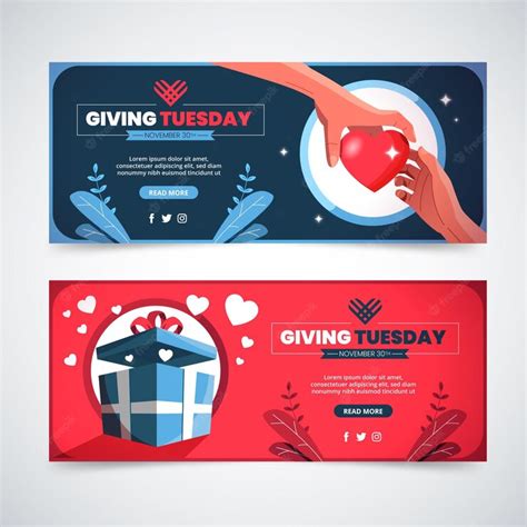 Free Vector Flat Giving Tuesday Horizontal Banners Set